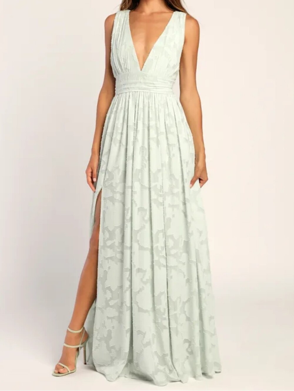 Lulus Sweet Sophistication Sage Green Floral Burnout Maxi Dress SZ M